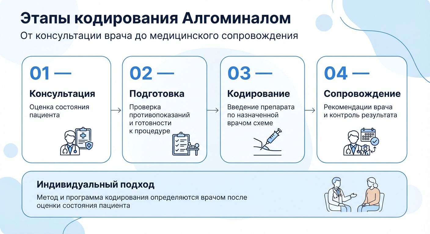 Кодирование препаратом «Алгоминал» в Аксу инфографика